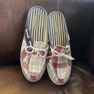 Sperry slipons size 7.5. Good used condition. Lots of life left in these.